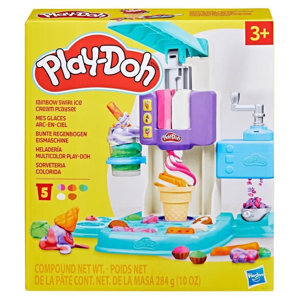 Hasbro Play-Doh Rainbow Swirl Ice Cream Playset ฮาสโบร แป้งดินน้ำมันเด็ก เพลย์โดว์ เรนโบว์ สเวิร์ล ไอศครีม เพลย์เซ็ท ...