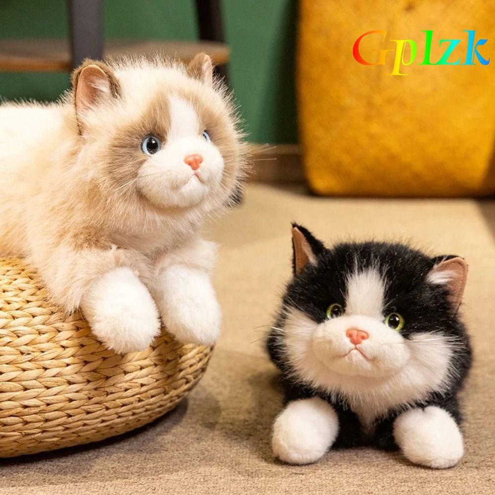 GPLZK ตุ๊กตาแมวเหมือนจริง, ของเล่นตุ๊กตาแมวจําลองปุยนุ่ม, น่ารักมีเสียงลูกแมวจําลองตกแต่งบ้าน