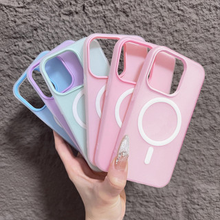 Silicone Candy Color Magnetic เคสทรศัพท์ for iPhone 11 17 Pro Max 13 16 15 14 12 Air 17promax 17pro เคสโทรศัพท์มือถือ