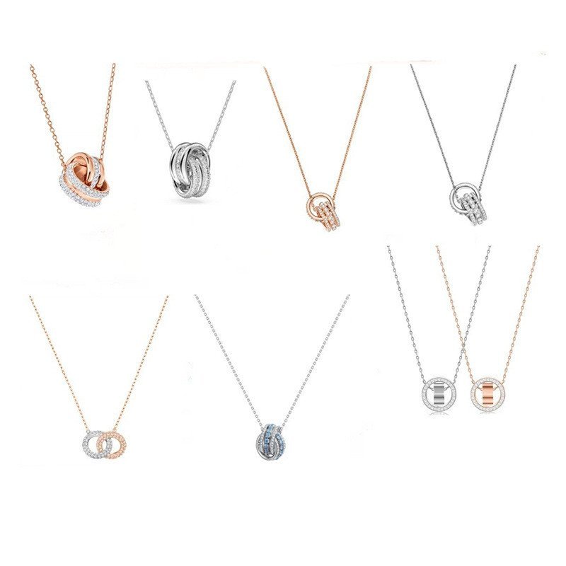 แหวนคู่โอนลูกปัดหญิงประสานสร้อยคอ สวารอฟสกี้ ใช้องค์ประกอบสําหรับแฟนกระดูกไหปลาร้าโซ่ สวารอฟสกี้ 7OB