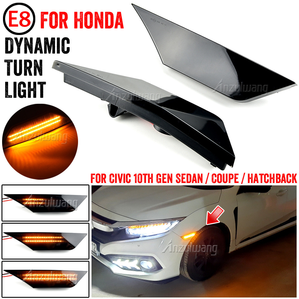 แบบไดนามิกรมควันไฟ LED ด้านข้างสําหรับ Honda Civic 10th Gen 2016 2017 2018 2019 2020 2021 Canbus ไฟเลี้ยวโคมไฟ