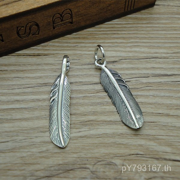 สร้อยคอมีห่วงจี้แบบเฟเธอร์สไตล์พังค์แท้จากแบรนด์ Takahashi Goro ด้วยวัสดุเงินสแตนเลส s925 สำหรับผู้ช