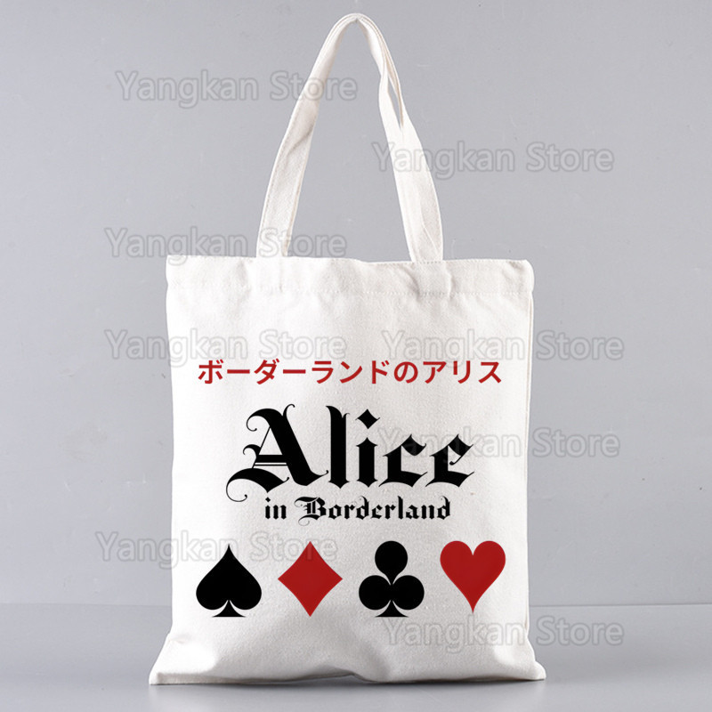 Alice In Borderland Usagi Arisu Kuina Chishiya กระเป๋าถือผ้าใบกระเป๋าพิมพ์ใช้ทุกวันReusable Travel C