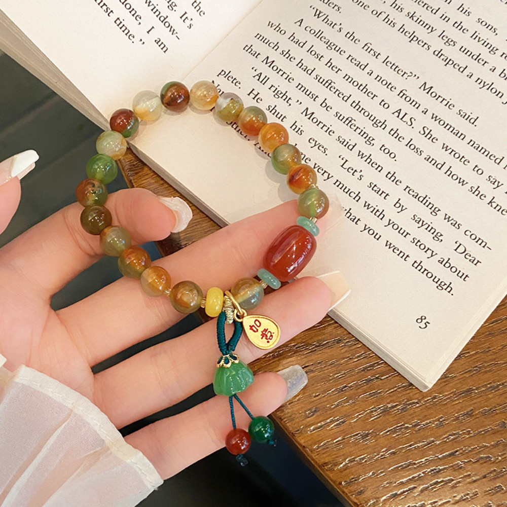 สร้อยข้อมือแก้วแบบมินิมอล ดีไซน์หรูหรา สไตล์จีน สำหรับผู้หญิง ราคาถูก Shopee Lazada