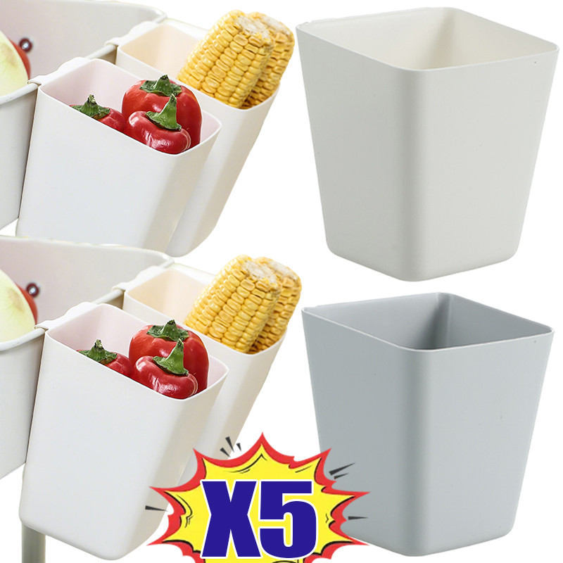 ตะกร้าแขวนรถเข็น 1/3/5 ชิ้น – ที่เก็บพลาสติก – ภาชนะบรรจุอาหารแบบพกพาขนาดเล็ก – ที่ใส่ปากกาเครื่องเขียนนักเรียน