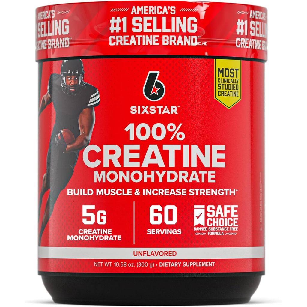 Six Star 100% Creatine Monohydrate Powder - อาหารเสริม Creatine Monohydrate ไร้รสชาติสําหรับออกกําลั
