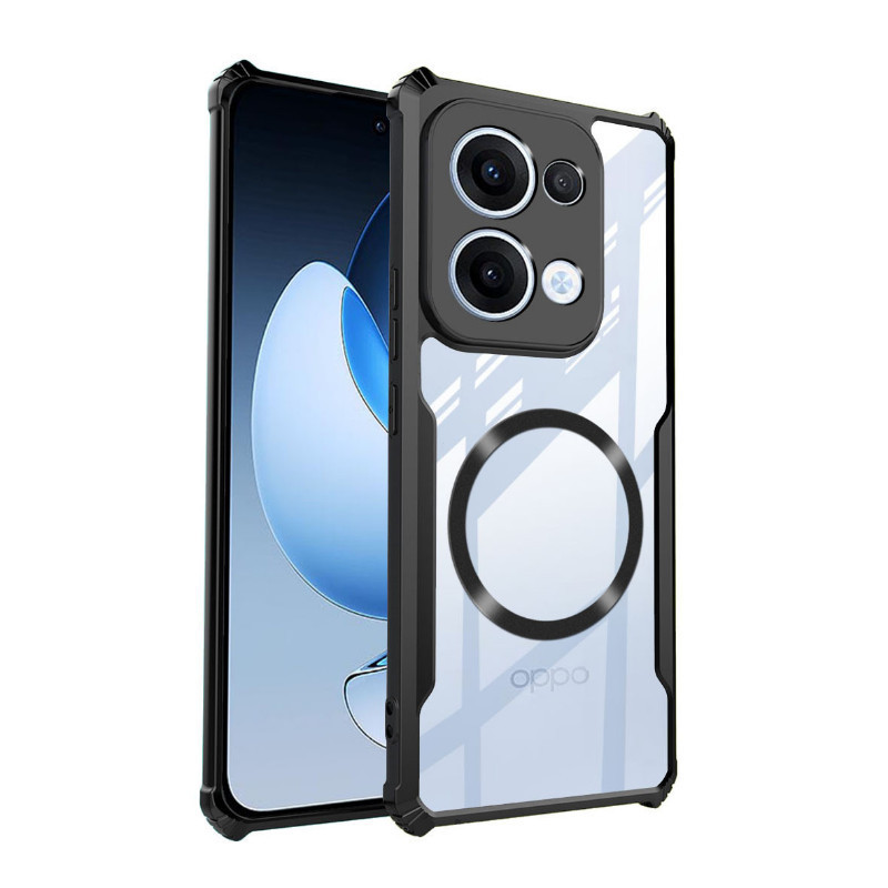 OPPO Reno 13 หรูหราแม่เหล็กไร้สายเคสโทรศัพท์สําหรับ OPPO Reno 14 13 F 13F 12F 11F 13 11 12 10 Pro + 8T 8Z 7Z 6Z A58 โปร่งใสปลอกกันกระแทกกันชนป้องกันปกหลัง