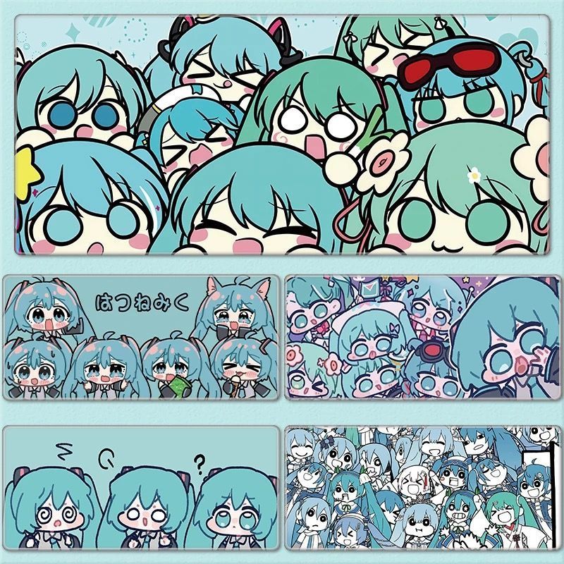mouse pad anime แผ่นรอง Hatsune Miku แผ่นรองเมาส์ขนาดใหญ่แผ่นรองโต๊ะอะนิเมะสองมิติเด็กชายและเด็กหญิง