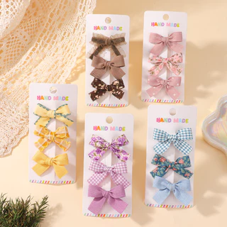 ชุดaccessories 3ชิ้นสำหรับเด็กหญิง: กิ๊บและโบว์น่ารัก ลายดอกไม้และปิ่นปักผม ของขวัญสำหรับสาวน้อย