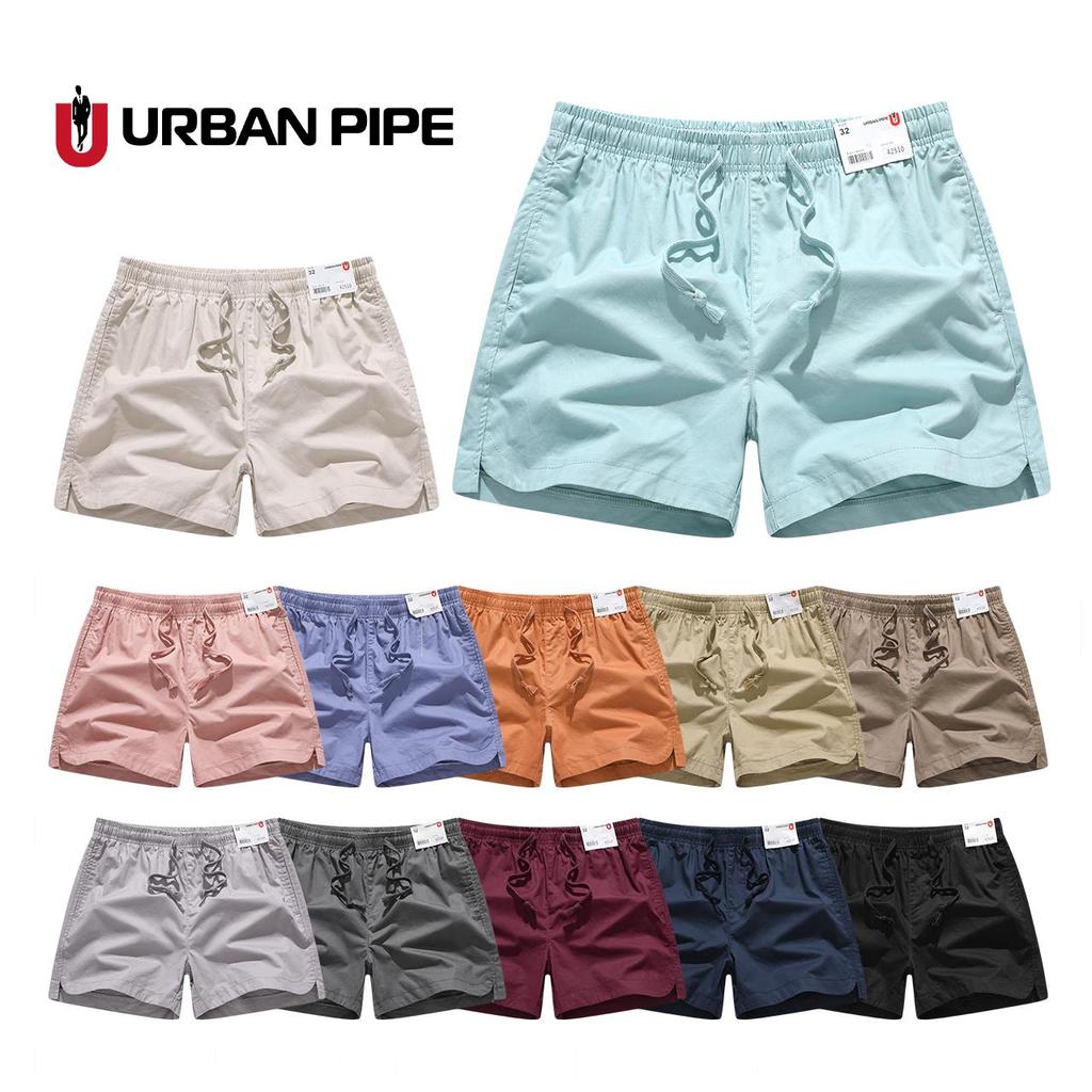 URBAN PIPE กางเกงสั้นเหนือกระดานเข่าสั้นธรรมดาสำหรับผู้ชาย Plain Fashion 100% Cotton Shorts 42510