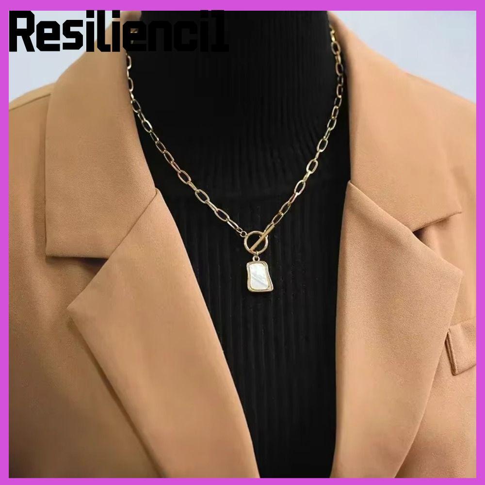 RESILIENCI1 สร้อยคอจี้ทรงเรขาคณิต, สแตนเลสรูปสี่เหลี่ยมคางหมู OT หัวเข็มขัดโซ่, การออกแบบชั้น Minima