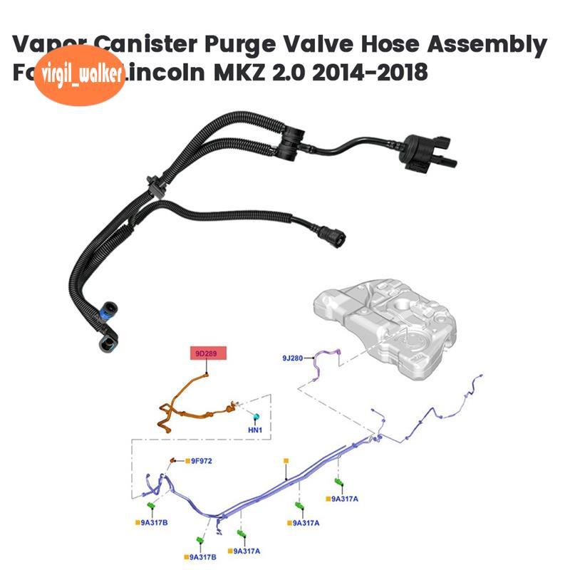 รถ Vapor Canister Purge วาล์วท่อประกอบ DG9Z-9D289-PPL สําหรับ MKZ 2.0 2014-2018 DG9Z-9D289- ADG9Z9D2