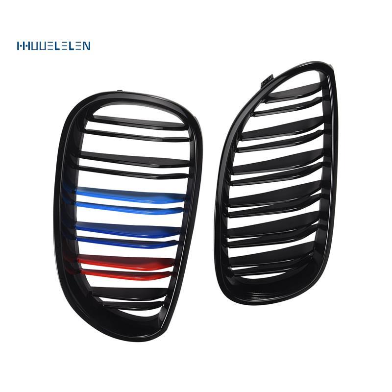 [Promote H]Car Gloss Black Front Hood Kidney Double Line Grill Mesh Sport Racing Grills for- E60 E61