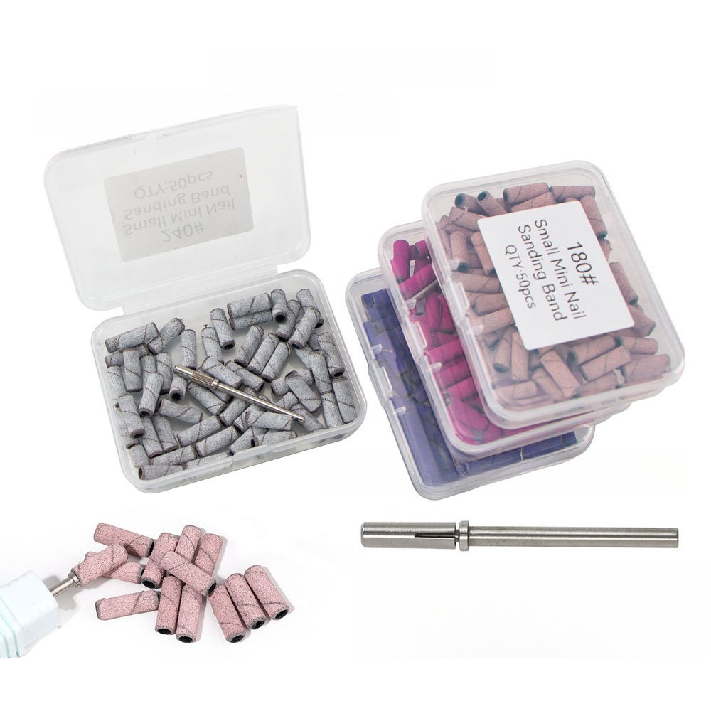 ชุดหัวเจียรกระดาษทราย ชุดหัวทรายมินิขัดเล็บ ***แกนสั้น*** Mini Nail Sanding Band Set 3.1mm (50-100 ชิ้น/กล่อง)