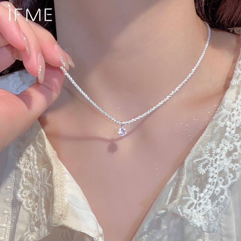 IF ME สร้อยคอเงินเพทายประกายสําหรับผู้หญิง | ความงาม กระต่าย