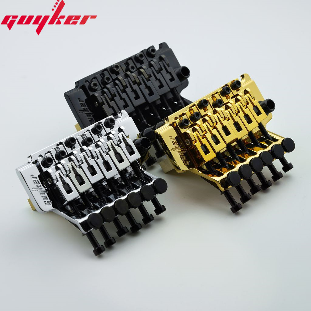 1 ชุด GUYKER 6 String Tremolo Bridge ระบบล็อคคู่สะพานฐานทองเหลืองบล็อกความยาว 34 มม.