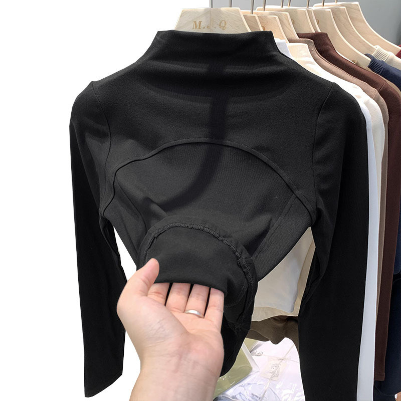 เสื้อแขนยาวสำหรับสตรีแบบครึ่งคอสูง สไตล์เกาหลี เหมาะสำหรับฤดูใบไม้ร่วงและหนา - รูปที่ 3