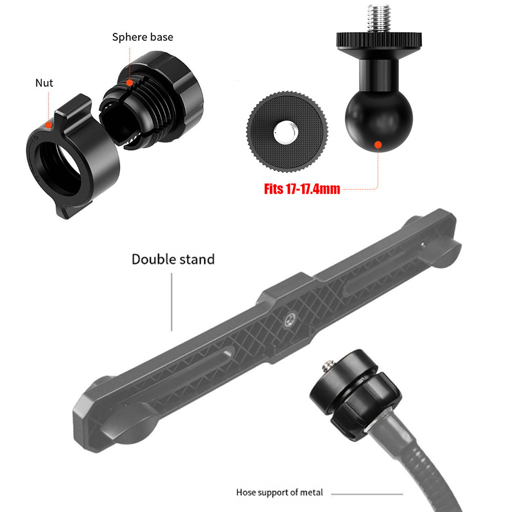 17 มม.-17.4 มม.อะแดปเตอร์หัว 1/4 "สกรู 6 มม.หัวแปลง Live Streaming Mount อุปกรณ์เสริม Ball Joint 17 มม.โทรศัพท์ Clamp อุปกรณ์เสริมชุด