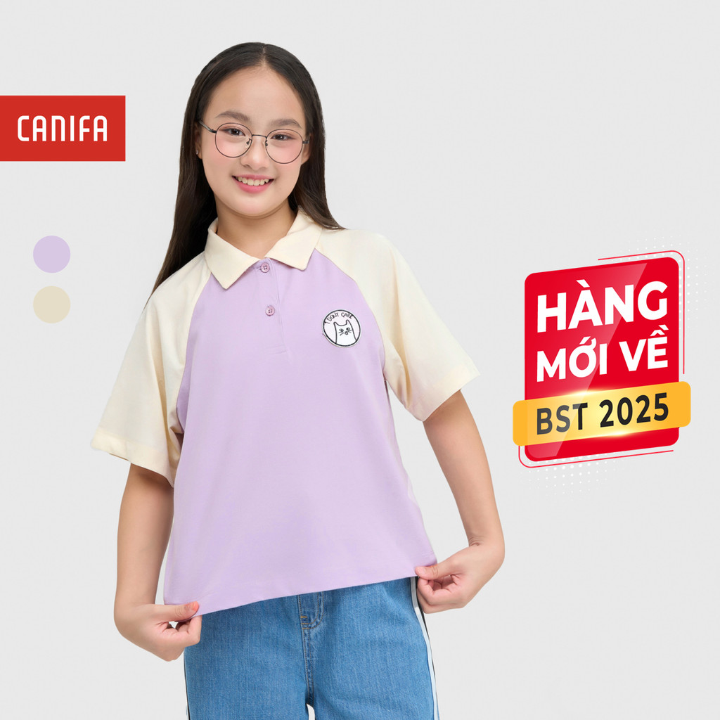 CANIFA เสื้อโปโลเด็กผู้หญิง คอปกสั้น แขนกุด 1TP25S003