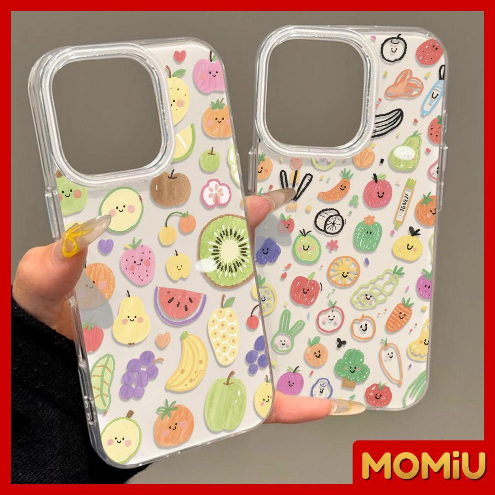 MOMiU - เจลลี่เนียนเงา IMD สีขาว เข้ากันได้สำหรับ เคสไอโฟน11 เคส iphone 16 Pro Max 7Plus XR 12 13 14 15 ผลไม้แสนสวย
