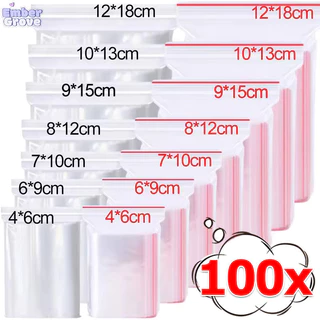 100 ชิ้น ถุงซิปล็อคพลาสติก / ถุงเก็บอาหารใสข้น / ถุงใส่เครื่องประดับลูกกวาด