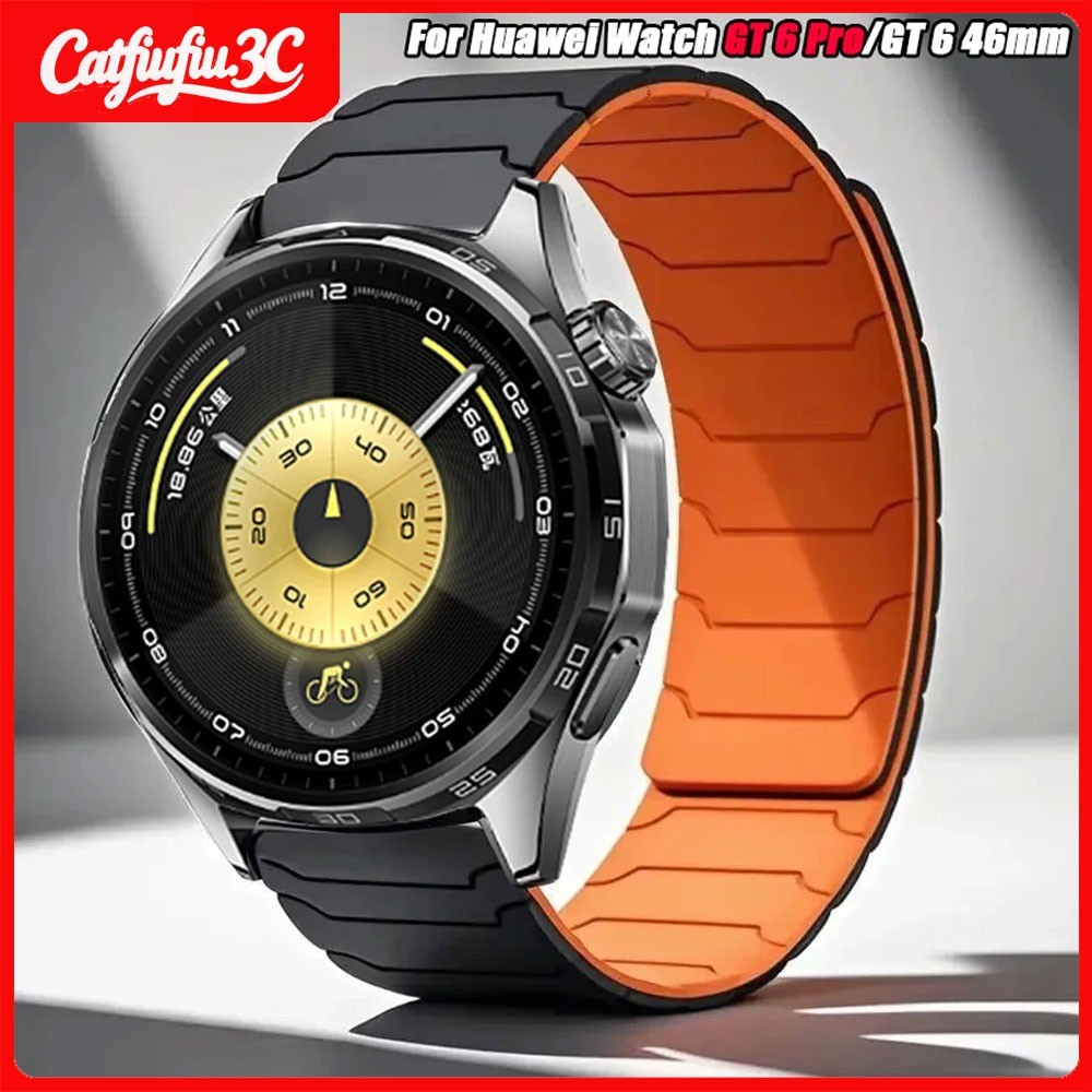 สายรัดแม่เหล็กสําหรับนาฬิกา Huawei GT6 46 มม./GT Runner 2 สร้อยข้อมือซิลิโคนสําหรับนาฬิกา Huawei GT6 pro 46 มม.GT6/GT5/GT4/GT3 46 มม.