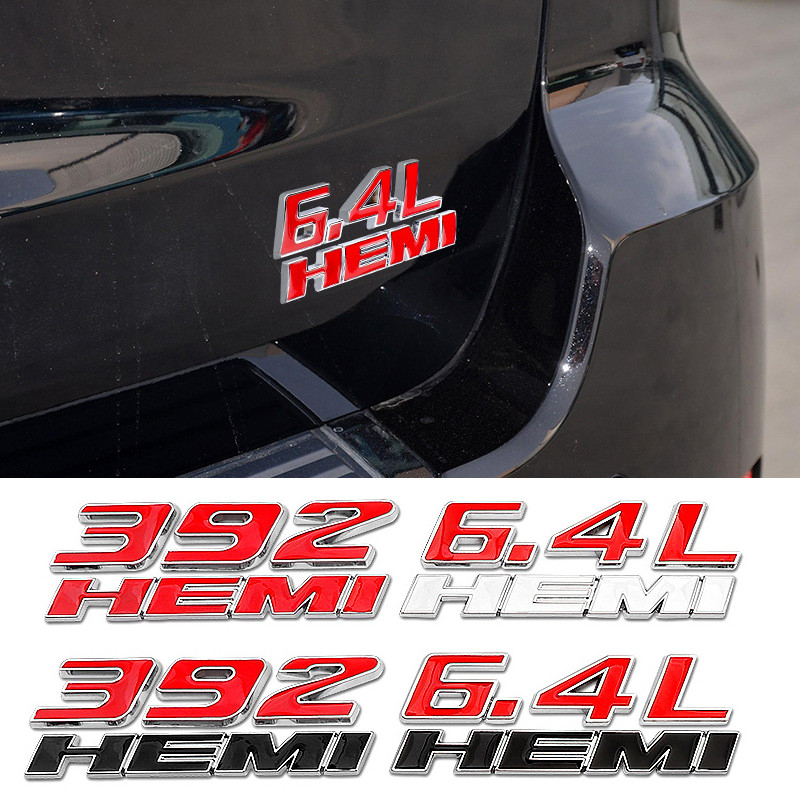 โลหะ 3D 392HEMI 6.4L HEMI Badge สติกเกอร์รถด้านหลังสัญลักษณ์สําหรับ Dodge Calibre Journey Caravan Ch
