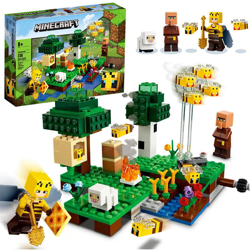 minecraft เลโก้ minecraft ของขวัญวันเกิด Minecraft Building Block Bee Farm 21165 Bee Minifigure Vill