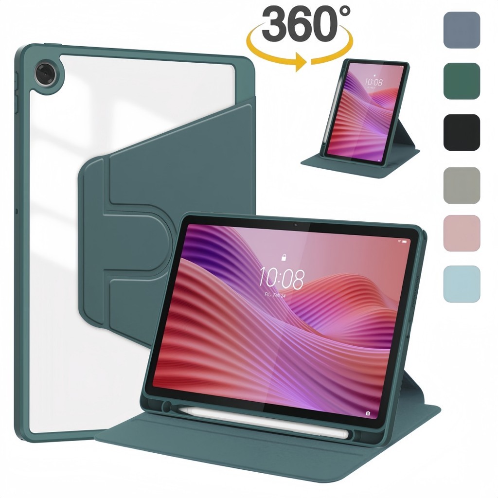 สําหรับ Lenovo Tab 10.1 (2025)Tab K10 Gen 2 TB311FU TB311XU แท็บเล็ตปลอกอะคริลิค 360 หมุนขาตั้งฝาครอบกันกระแทกพร้อมช่องใส่ปากกา