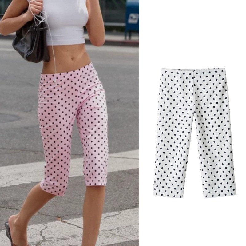 ZA Spring Tricolor Polka Dot Capri Pants 4661446