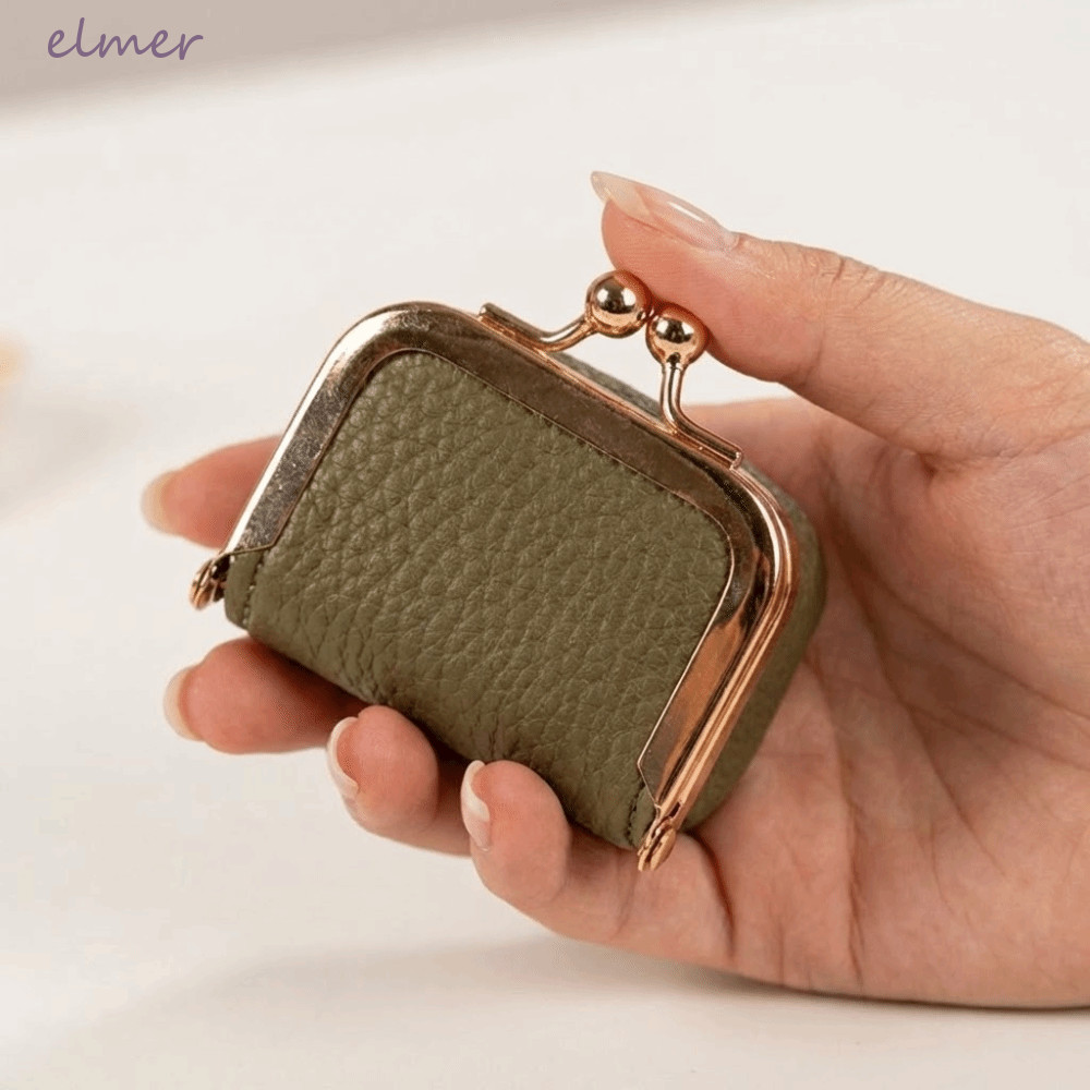 ELMER กระเป๋าเครื่องประดับหนัง, Polka Dot Square Kiss Lock กระเป๋าใส่เหรียญ, กระเป๋าสตางค์หนัง PU หรูหรา Mini Small Item Bag ต่างหู