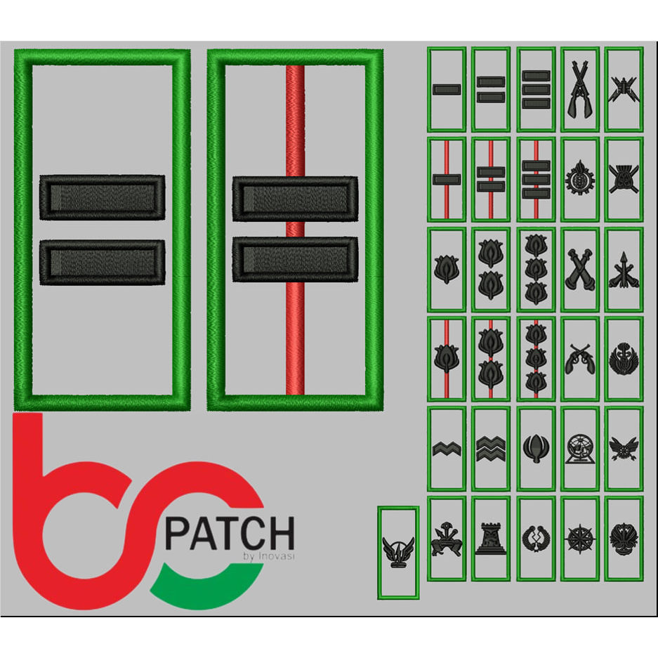 BCPT09 LETTU/CAPTEN/MAYOR/LETKOL/LETDA CORP TNI-AD RANK โลโก้ EMBROIDERED PATCH PDH-PDL-PDU