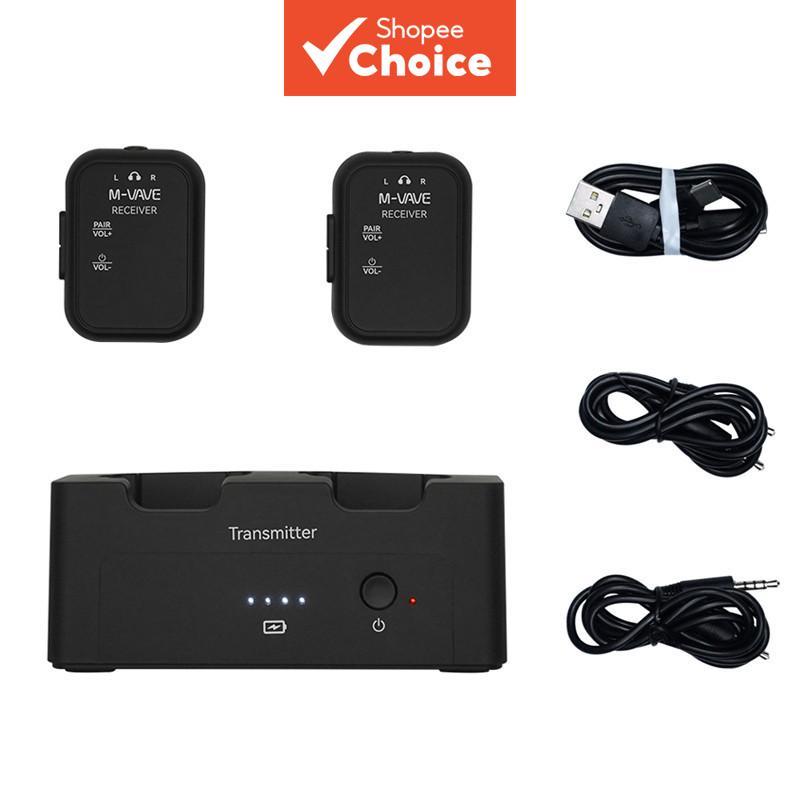 M-VAVE SWS12 2.4G หูฟังไร้สายมอนิเตอร์เครื่องเสียง,เครื่องส่งสัญญาณแบบชาร์จไฟได้ 2 ตัวรับสัญญาณพร้อมปุ่มปรับระดับเสียง,รองรับปิดเสียง,ขายร้อน