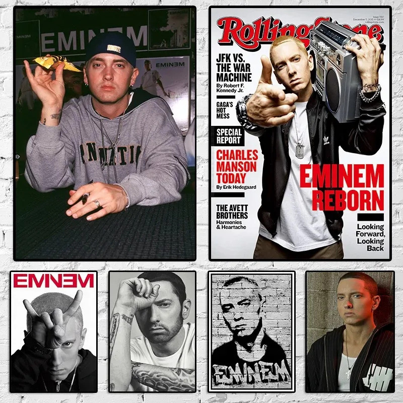 Eminem โปสเตอร์ 8 Mile โปสเตอร์ Hip Hop Rapper นักร้อง Eminem ผ้าใบภาพวาดโปสเตอร์ตกแต่งบ้าน Wall Art
