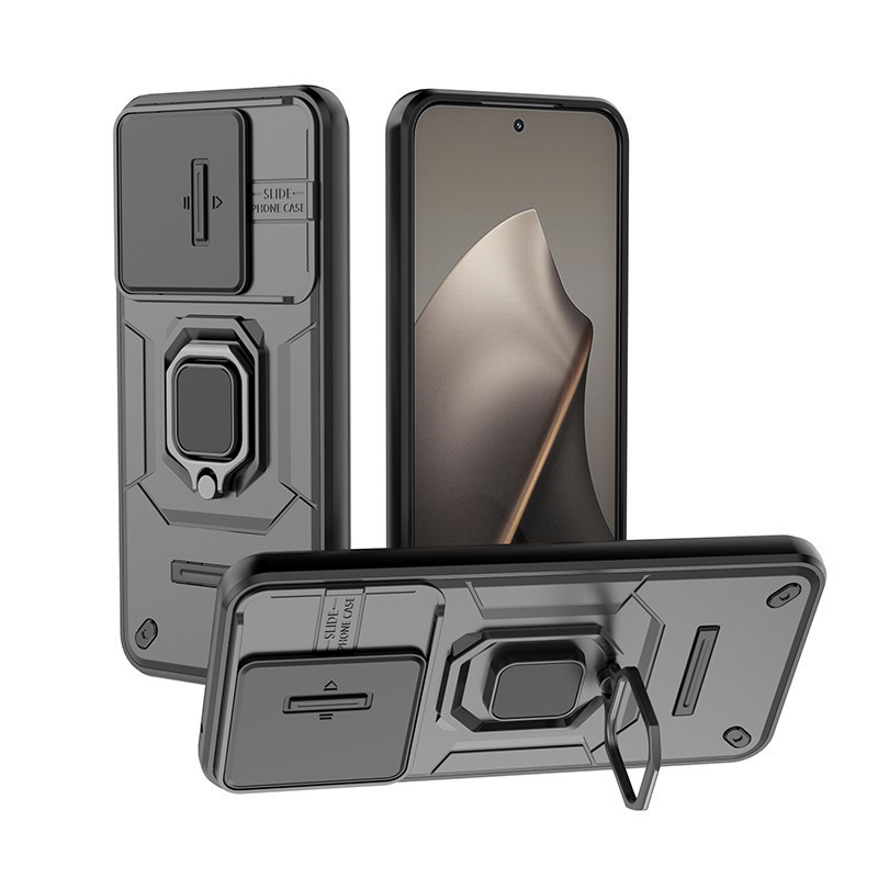 สําหรับ Xiaomi 15T 14T 13T Pro 15TPro 14TPro สไลด์กล้องเลนส์ป้องกันแหวนผู้ถือแม่เหล็กเคสโทรศัพท์เกราะกันกระแทกซิลิโคนแข็ง