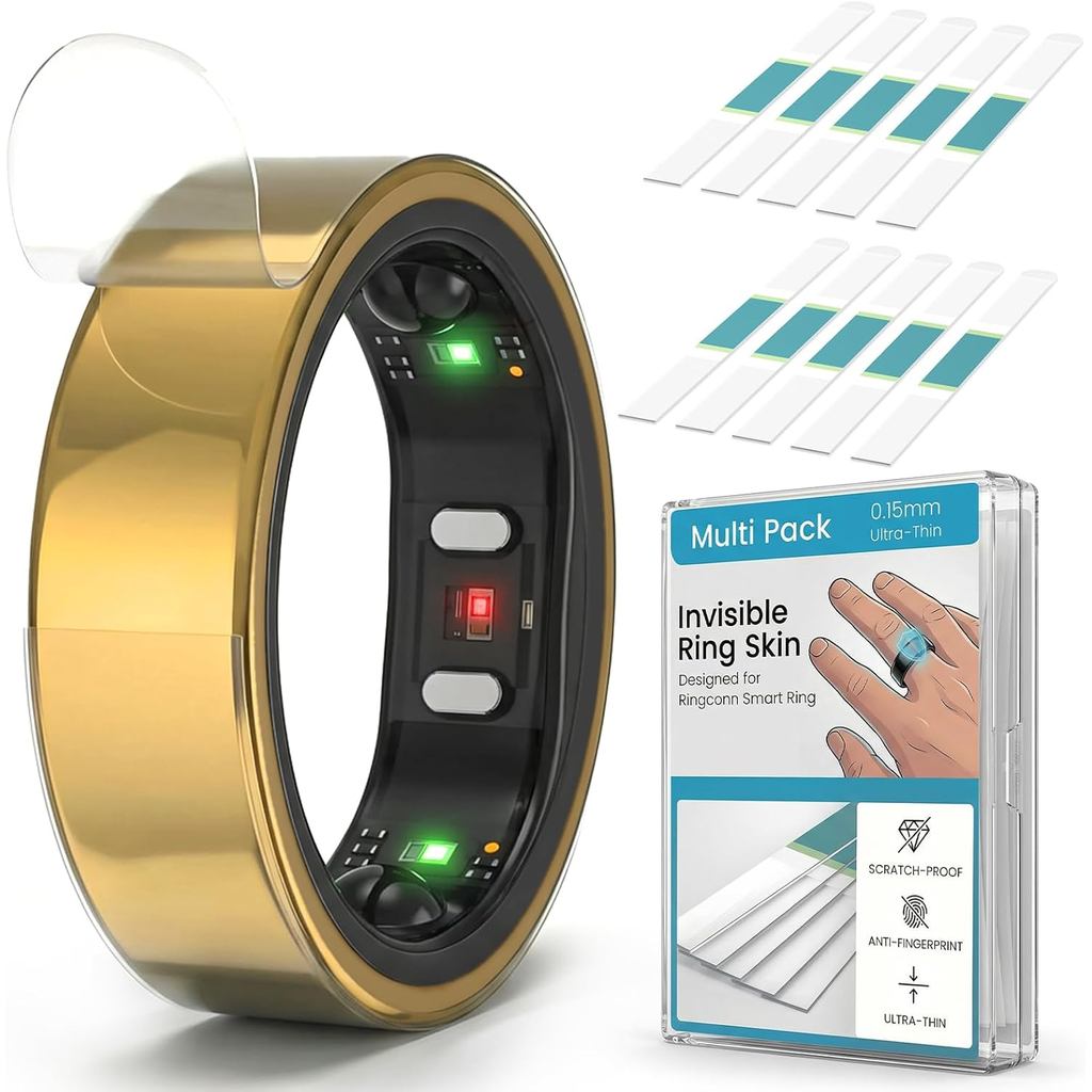 10 แพ็คโปร่งใสป้องกันใช้งานร่วมกับ RingConn Gen 2 สมาร์ทแหวน, Ultra Thin Invisible Full-Cover Wrap, 