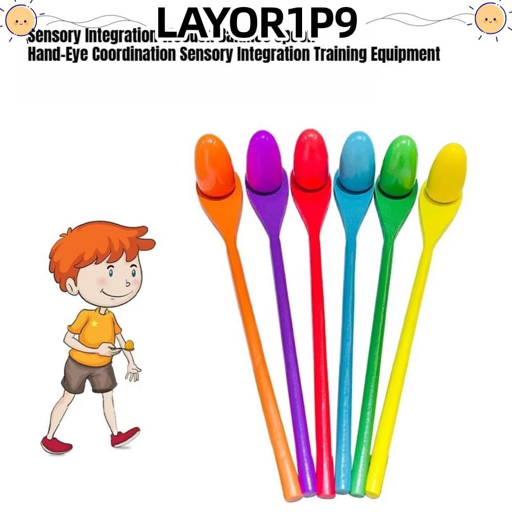 LAYOR1P9 4/12PCS Egg & Spoon Race Game, ไม้ไข่ Race ช้อนไม้ไผ่ไม้, ลูกเล็ก Montessori Early Learning