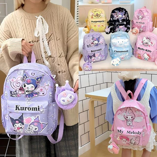 JIE HOME กระเป๋านักเรียน Sanrio ลายคุโรมิ เมโลดี้ ชินนาม่อนโรล ปอมปอมปุริน สําหรับเด็กอนุบาลและประถม