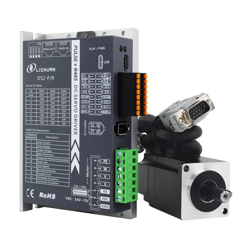 ส่วนลดขายร้อน Lichuan LowVoltage 24/48V 3.7/6.5A 3000RPM 100W Servo Motor Controller 0.32N.m DC Serv