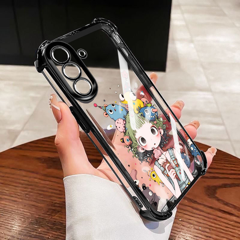 เคสโทรศัพท์ YBD สําหรับ Samsung Galaxy A27 5G ปลอกใสกันลื่นสําหรับสาวน่ารักพร้อมการป้องกันเลนส์