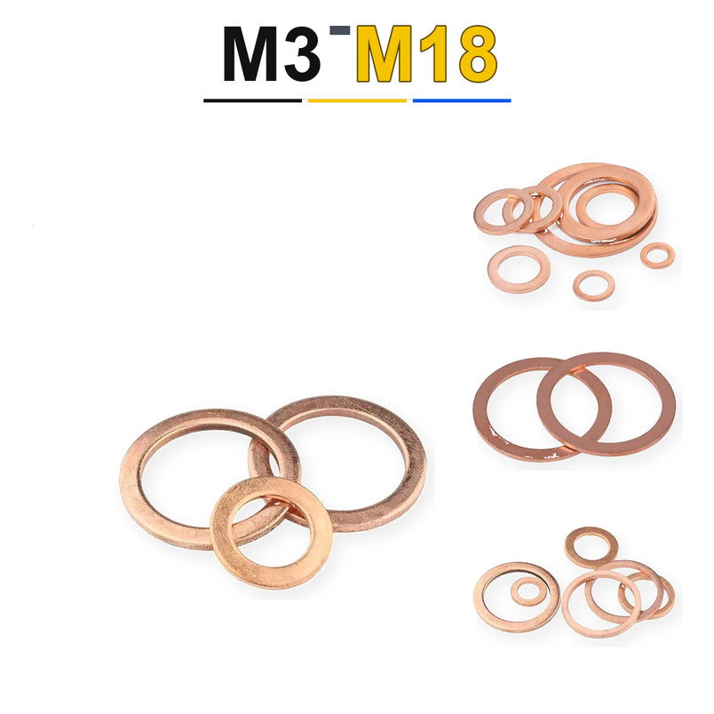 แหวนรอง M3-M18 ทองเหลือง แข็งแรง (2-100pcs) [KZSMB1] OD5-34mm [KZSMB1]