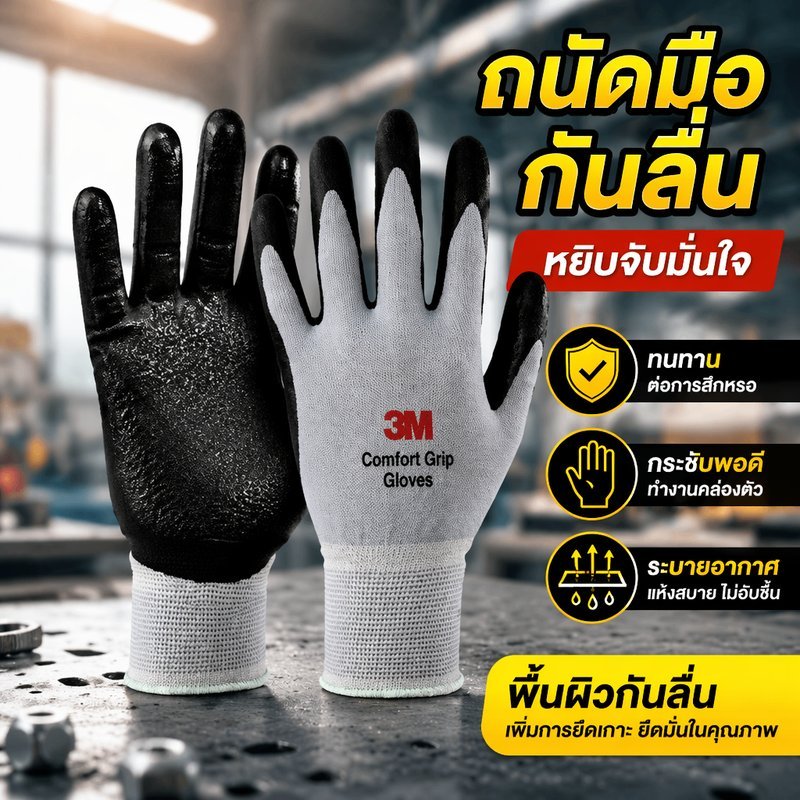ถุงมือทํางานไนลอนเคลือบไนไตรล์ไม่ลื่นตัดทนข้อมือยาวระบายอากาศได้ทนทาน ML XL
