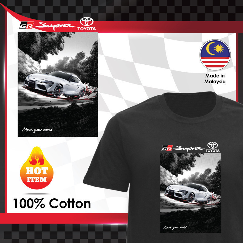 2026 Mp X Gr Toyota Gazoo Racing Supra Fitz Gt86 Gr Racing เสื้อยืดคอกลม 100% Baju Lelaki D-44