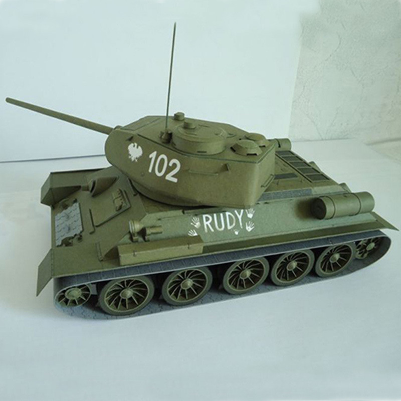 1: 25 T-34 กระดาษขนาดกลาง รุ่น T-34/85 ศิลปะแม่พิมพ์กระดาษทํามือ