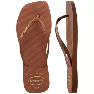 HAVAIANAS รองเท้าแตะ Slim Square Logo POP UP RUST BROWN 41489591976NF_H5BRXX