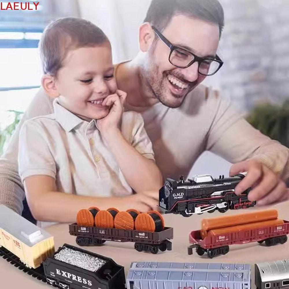 LAEULY Train Freight Train Toy, Locomotive Playset Assembly Electric Christmas Train Track Set, with