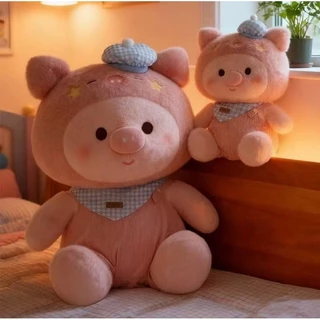 COD ตุ๊กตาหมู ตุ๊กตาขนฟูหมู ชุดเอี๊ยมสุดคิ้วท์ นุ่มนิ่มน่ารัก 23 ซม ของขวัญเด็ก ของขวัญวันเกิด