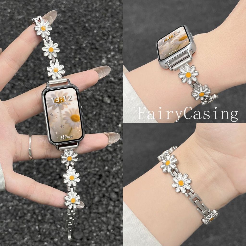 Daisy สายสแตนเลสสําหรับ Huawei Band 11 Pro 10 9 8 สร้อยข้อมือสําหรับ Huawei Watch Fit 3 4 Pro สายรัดข้อมือโลหะ