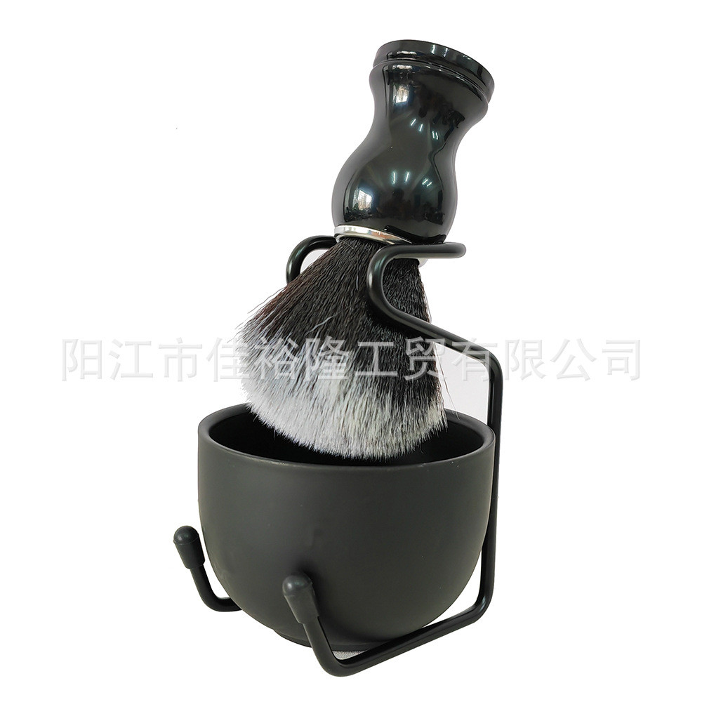 Shaving brush set, small brush, cleaning brush, shaving brush, black soft bristles, shaving soap bow