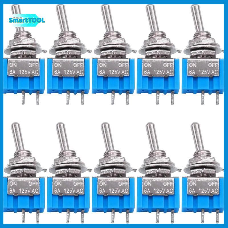 UTZN> 10pcs DPDT Mini Toggle Switch 2pin 2 ตําแหน่งเปิด/ปิด Miniature Toggle Switch 6A 125V Toggle S